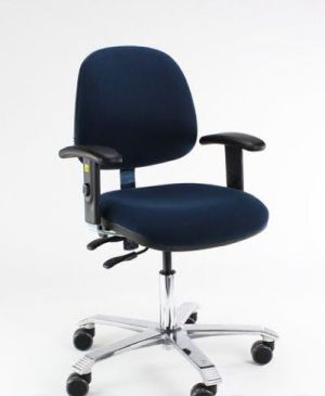 Stoel ESD, Dralon donkerblauw, vaste zithoek Ergo 2300F ESD